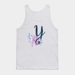 Floral Monogram Y Pretty Lilac Bouquet Tank Top